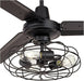 52" Plaza Rustic Industrial Vintage 3 Blade Ceiling Fan with Light Kit LED Remote Control Matte Black Cage 3-Light for House Bedroom Living Room Home Kitchen Dining Office