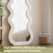 71"X32" Irregular Mirror Full Length, Large Full Body Freely Standing Mirror, Flannel Wave Floor Mirror with Stand for Bedroom, Living Room, Hanging or against the Wall, White