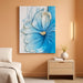 Hand-Painted Blue Floral Canvas Wall Art, 24X36 in Thick Textured Abstract Oil Painting, Vertical Modern Artwork for Living Room, Bedroom, Office, Large Original Wall Decor