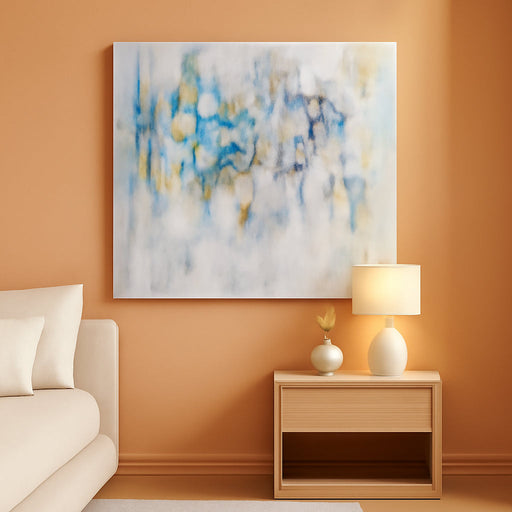 Abstract Modern Picture Wall Art: Blue Artwork Painting on Canvas for Office Living Room (45'' X 30'', Multiple Sizes)
