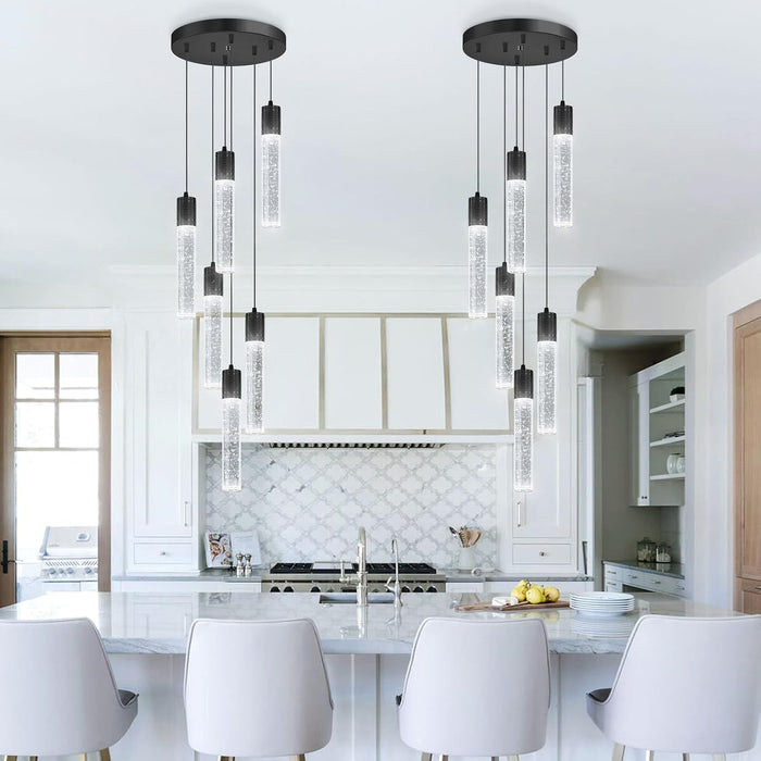 Crystal Pendant Lighting Black 6000K Ceiling Fixture