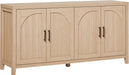 Sasha 4-Door Reeded Sideboard Buffet with Cord Management, 60 Inch, Coastal Oak