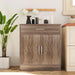 Sideboard Buffet with Storage, Modern Kitchen Storage Cabinet with 1 Drawer and 2 Doors, Wood Coffee Bar Buffet Table for Kitchen, Dining Room, Ash Grey