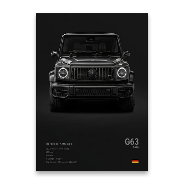 Famous Cars M5 918 GT3 Canvas Wall Art Print Poster G63 STO SLS Decorative Mural Modern Home Decor Birthday Gift Unframed