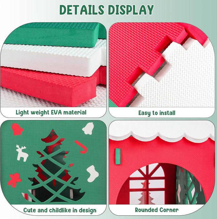 EVA Foam Kids Playhouse, DIY Building Blocks Toy, Indoor Outdoor Children'S Play Tent, Creative Fun House Gift for Toddler Children Ages 3 and Up, Green Roof