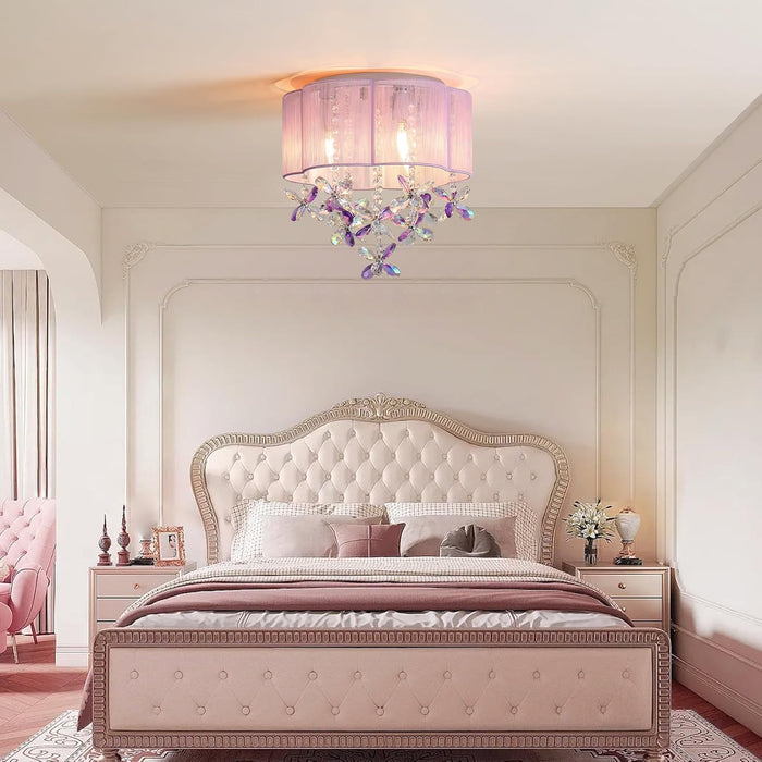 Pink 13Inch Light Chandelier With Handmade Lampshade