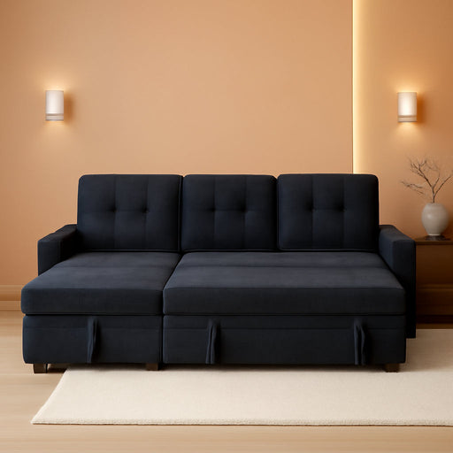 85Inch Dark Gray Reversible Sleeper Sectional Sofa