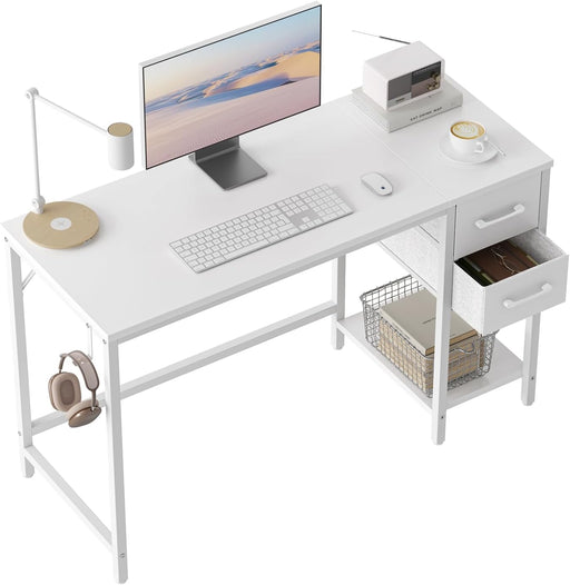 47 Inch White Ergonomic ExecutiveDesk With Drawers