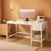 47 Inch White Ergonomic ExecutiveDesk With Drawers