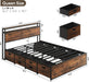 Queen Size Bed Frame with 12 Storage Drawers and Headboard