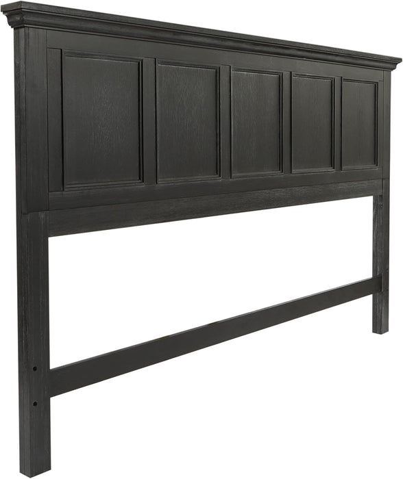 OSP Home Furnishings Farmhouse Basics King Headboard Only, Rustic Black Finish