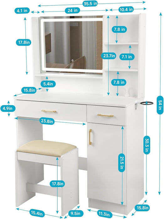 Vanity Set, Vanity Desk with Mirror and Lights, Vanity Desk with Drawers, Vanity with Charging Station, Vanity with Chair, Vanity with Storage, White Vanity, Makeup Vanity，Bedroom Vanity