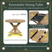 round Dining Table Set for 4-6, Extendable Kitchen Table Set with 4 Upholstered Chairs, Solid Wood Dining Table and Chairs Set for Kitchen, Dining Room, Natural