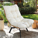 Swivel Wicker Chair PE Rattan Chair with Cushion, Oversized Patio Lounge Chair for Outdoor, Indoor, Balcony, Backyard, Garden, Living Room, Beige