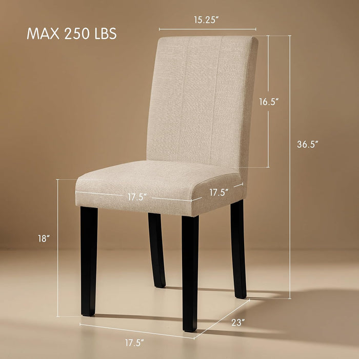 Dining Chairs Set of 4, Upholstered Dining Room Chairs with Padded Seat & Solid Wood Legs, Modern Farmhouse Kitchen Chairs for Living Room/Restaurant/Cafe, Oatmeal (Only Chair)