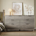57" Long Dresser for Bedroom, 7-Drawer Fluted Chest, Wide Wood Storage Dresser with Metal Slides and Handles, Stable Base, Modern Clothes Organizer for Primary Suite, Guest Room, Nursery