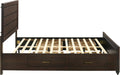 Home Furnishings - Kauffman - Wood - Queen Platform Bed with Horizontal Planked Headboard, 4 Drawers, and Side Storage - Bedroom - Dark Cocoa - 204390Q