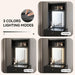 Small Vanity Desk Set with 3 Adjustable Lighted Mirror and Storage Chair Mini Black Makeup Vanities Set for Bedroom Compact Make up Dressing Table with Fold-Up Panel for Tiny Space