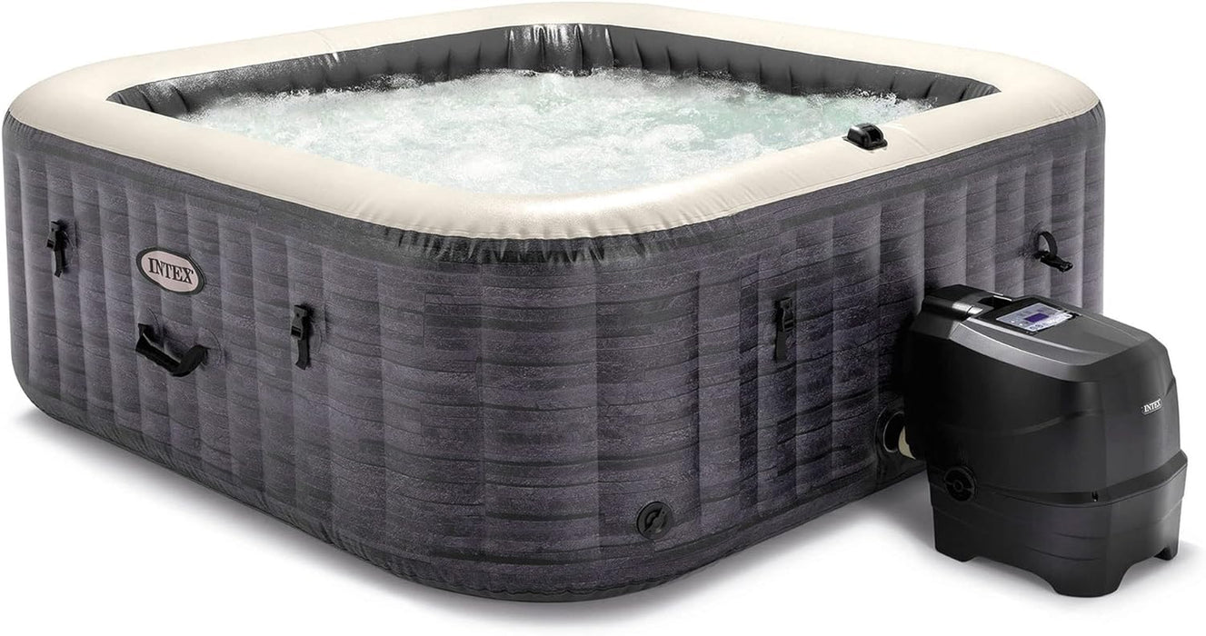 28451EP Purespa Greystone Deluxe Spa Set: Includes Energy Efficient Spa Cover and Wireless Control Panel – Spa Control App – Built-In Fastfill Inflation System – 6 Person Capacity – 94" X 28"