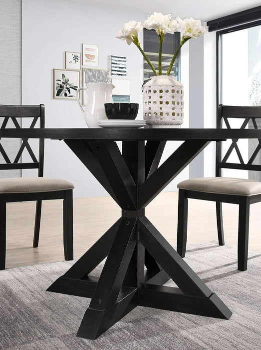 Windvale Cross-Buck Wood 5-Piece Dining Set in Black