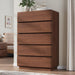 Walnut 6 Drawer Dresser for Bedroom, 48" Tall Dressers & Chest of Drawers with Curved Profile Design, Modern Dresser with Thickened Base for Bedroom, Living Room, Hallway