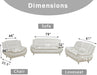Leather 2 Piece Sofa Set, Sectional Couch, Modern Sofa for Living Room, Bedroom - B-Creamy White