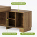 Brown 63InchLong LShaped Desk With Sliding Cabinets