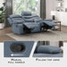 86.5" W Mnul Reclining Sof, Top Grin Lether Mtch Reclining Sof, Home Theter Seting, Wll Hugger Recliner Couch, Mnul Double Recliner RV Couch for Living Room, Blue