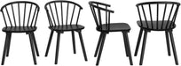 Black Dining Chairs Set of 4, Farmhouse Wood Dining Chairs with Semicircular Backrest, Spindle Dining Chair for Kitchen and Dining Room, 18 Inch