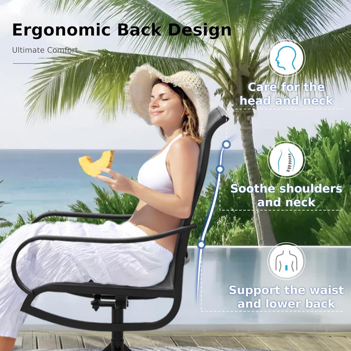 Patio Dining Set for 4, All Weather Outdoor Furniture Set with 4 Sling Swivel Chairs, 1 Square Metal Table, Light Grey Fabric