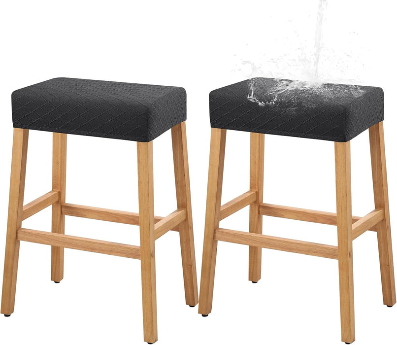 Stool Covers Rectangle - 2 Pack Stretch Waterproof Saddle Seat Cover Counter Bar Stools Bar Chairs Covers Kitchen Island Chairs Cushion Protector