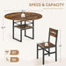 Round Dining Table Set for 4, 5-Piece Kitchen Table and Chairs with Storage Shelf, Circle Dinner Table Set with Wooden Tabletop & Metal Legs, for Kitchen & Dining Room, Rustic Brown and Black