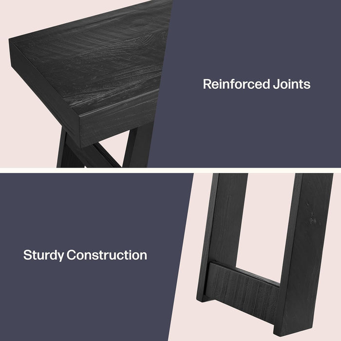 Lawas Solid Wood Console Table - 56 Inch Modern Farmhouse Entryway Table - Easy Assembly Living Room Furniture for behind the Couch, Entryway, or Hallway (Black)