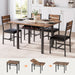 Extendable Dining Table Set for 4 with Built-In Shelf Rack Brown