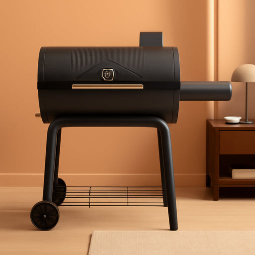 BBQ Charcoal Grill with Side Table, 30-In Heavy Duty Outdoor BBQ Grill with 647 Sq. in Cooking Area for Outdoor Barbecue in Backyard, Patio and Parties, Black