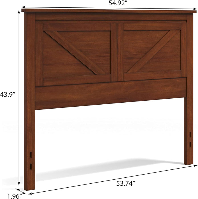 Farmhouse Style Wood Panel Headboard in Cherry - Full Size