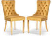 Velvet Dining Chair Set of 2, Upholstered Tufted Dining Room Chair with Nailhead Trim and Stainless Steel Gold Plated Leg for Kitchen, Gold