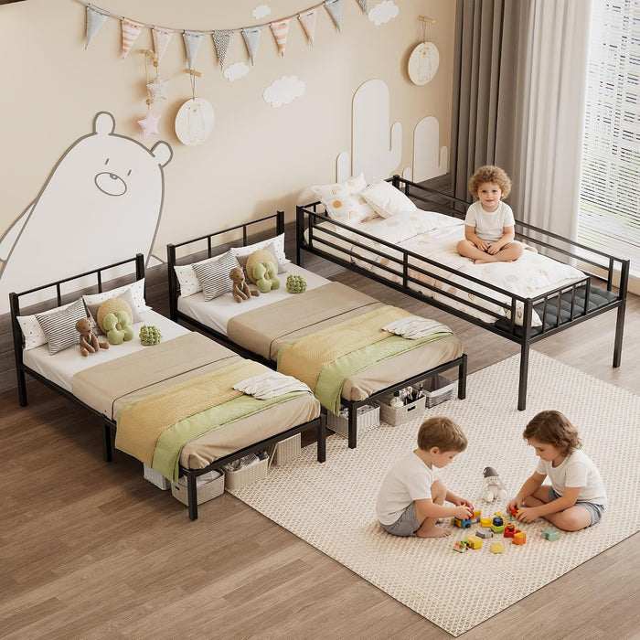 ObsidianBlack Triple Bunk Bed With Charging Station
