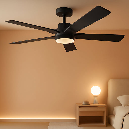 Ceiling Fan with Light 52-Inch, Remote Control Reversible DC Motors, 3CCT Dimmable Timer Noiseless, Black Ceiling Fan for Bedroom Living Room, Indoor&Outdoor ETL Listed