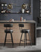 VASAGLE EKHO Collection - Bar Stools Set of 2, Swivel Counter Height Bar Stools with Back, Synthetic Leather with Stitching, Mid-Century Modern, 25.6-Inch Tall Barstools, Ink Black ULBC089B01V2