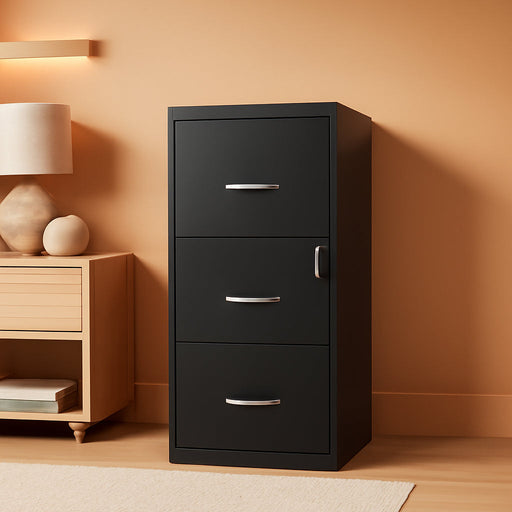 Cooper 3 Drawer Letter File Cabinet in Black