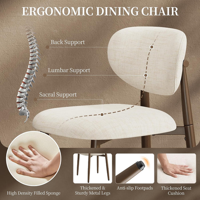 Upholstered Dining Chairs Set of 6 with Curved Back, Beige
