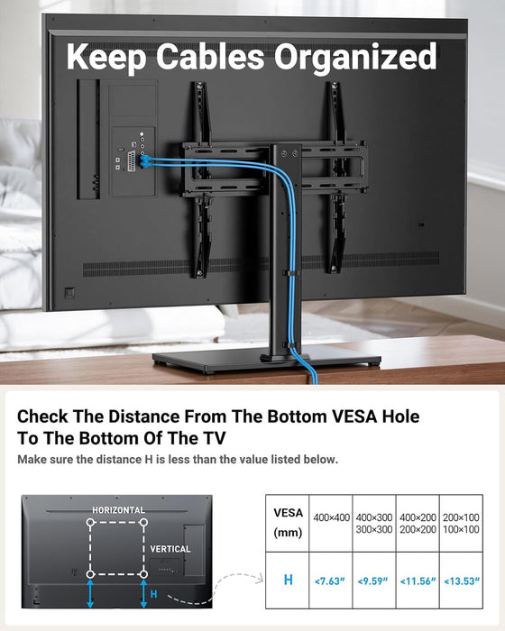 Universal Swivel TV Stand Legs for 32-60 Inch LCD LED Tvs, Height Adjustable Television Mount Stand with Tempered Glass Base, Universal VESA Mount 400×400Mm, Holds up to 88Lbs, PSTVS09