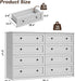 55In White 8 Drawer Double Dresser for Bedroom,Large Wood Storage Chest