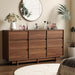 9 Drawer Walnut Dresser for Bedroom,59" Wide Mid Century Modern Dresser