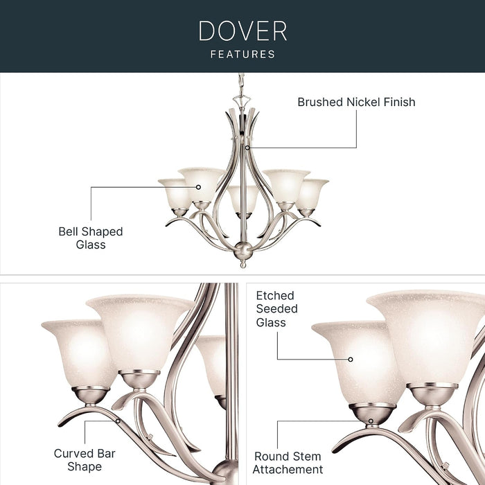 Dover 5-Light Chandelier, Brushed Nickel