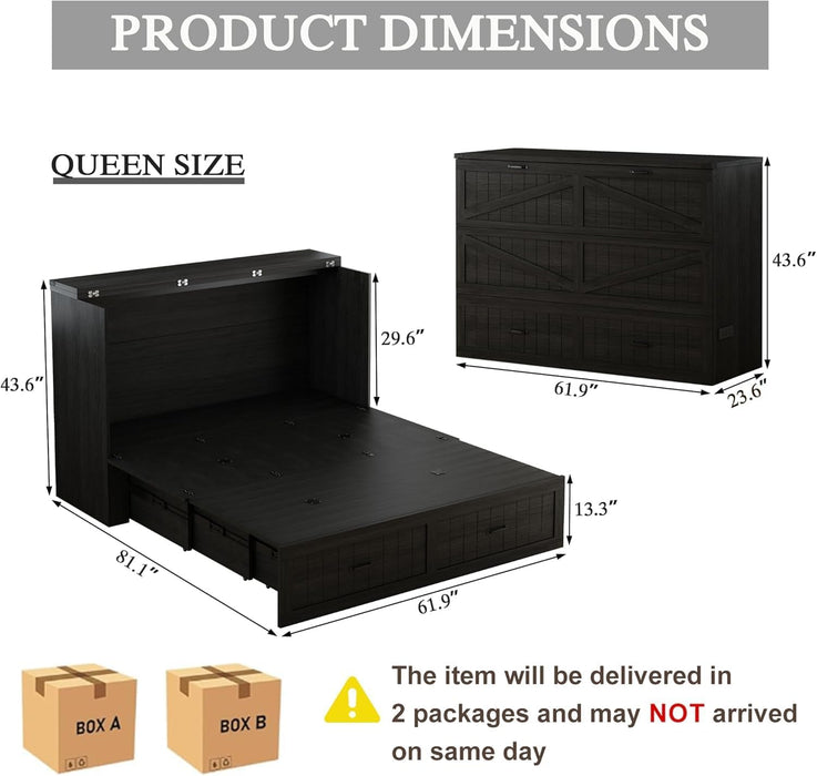 Queen Size Murphy Bed With IntegratedChargingStation