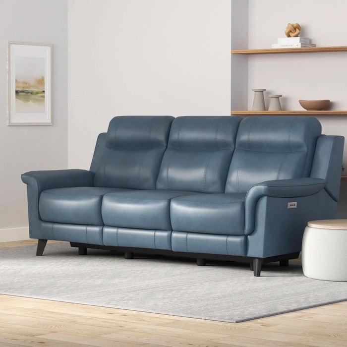Kester Power Reclining Sofa W/Power Head Rests, Masen Bluegray