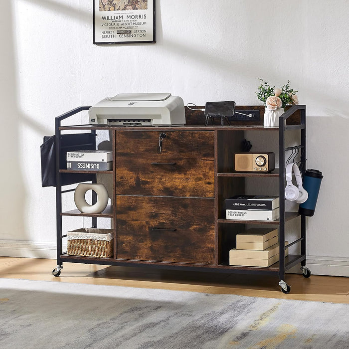 FortyFiveInch Lockable Filing Cabinet With Power Outlet