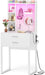 Small Vanity Desk with Hutch and Drawers, White Makeup Vanity Desk with Charging Station, Vanity Table Dressing Table with LED Lights, Vanity Desk No Mirror with Pegboard for Girls Women, 24"